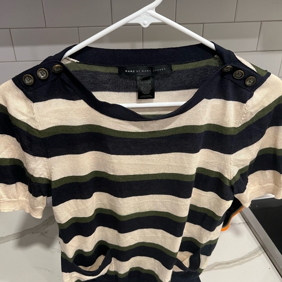Marc By Marc Jacobs Cashmere Silk Navy and Olive Blouse - Picture 1 of 5